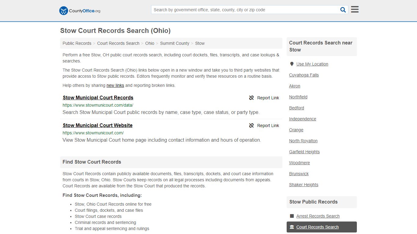 Court Records Search - Stow, OH (Adoptions, Criminal ...
