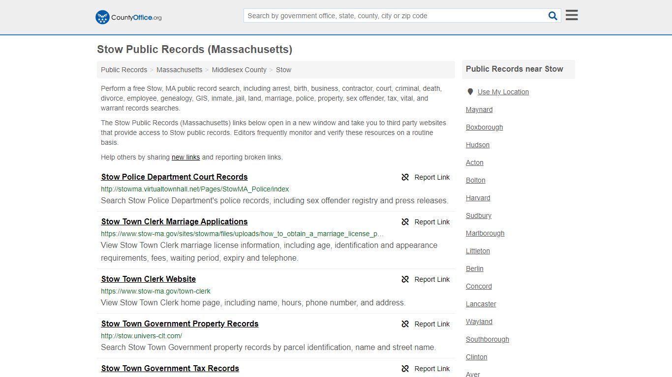 Public Records - Stow, MA (Business, Criminal, GIS ...